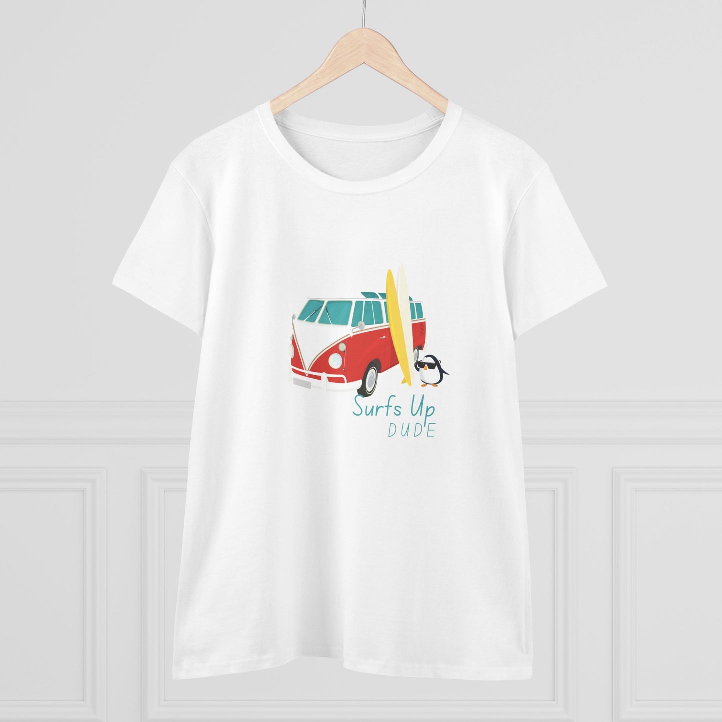 Surfs Up Dude. Women's Midweight Cotton Tee