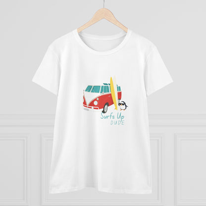 Surfs Up Dude. Women's Midweight Cotton Tee