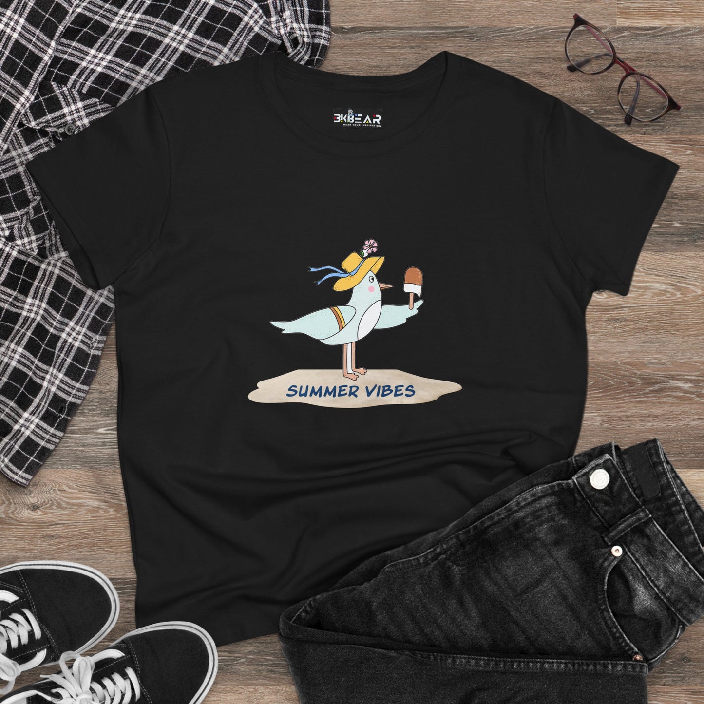 Regal Seagull Summer Vibes. Women's Midweight Cotton Tee