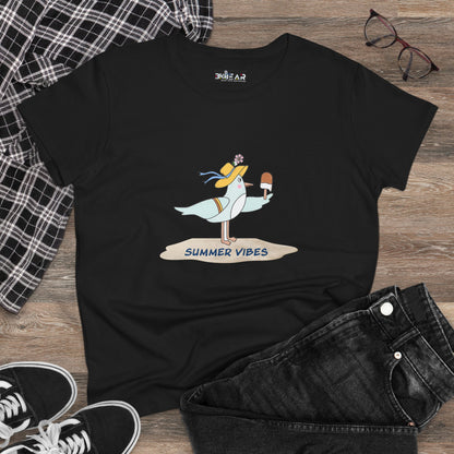 Regal Seagull Summer Vibes. Women's Midweight Cotton Tee