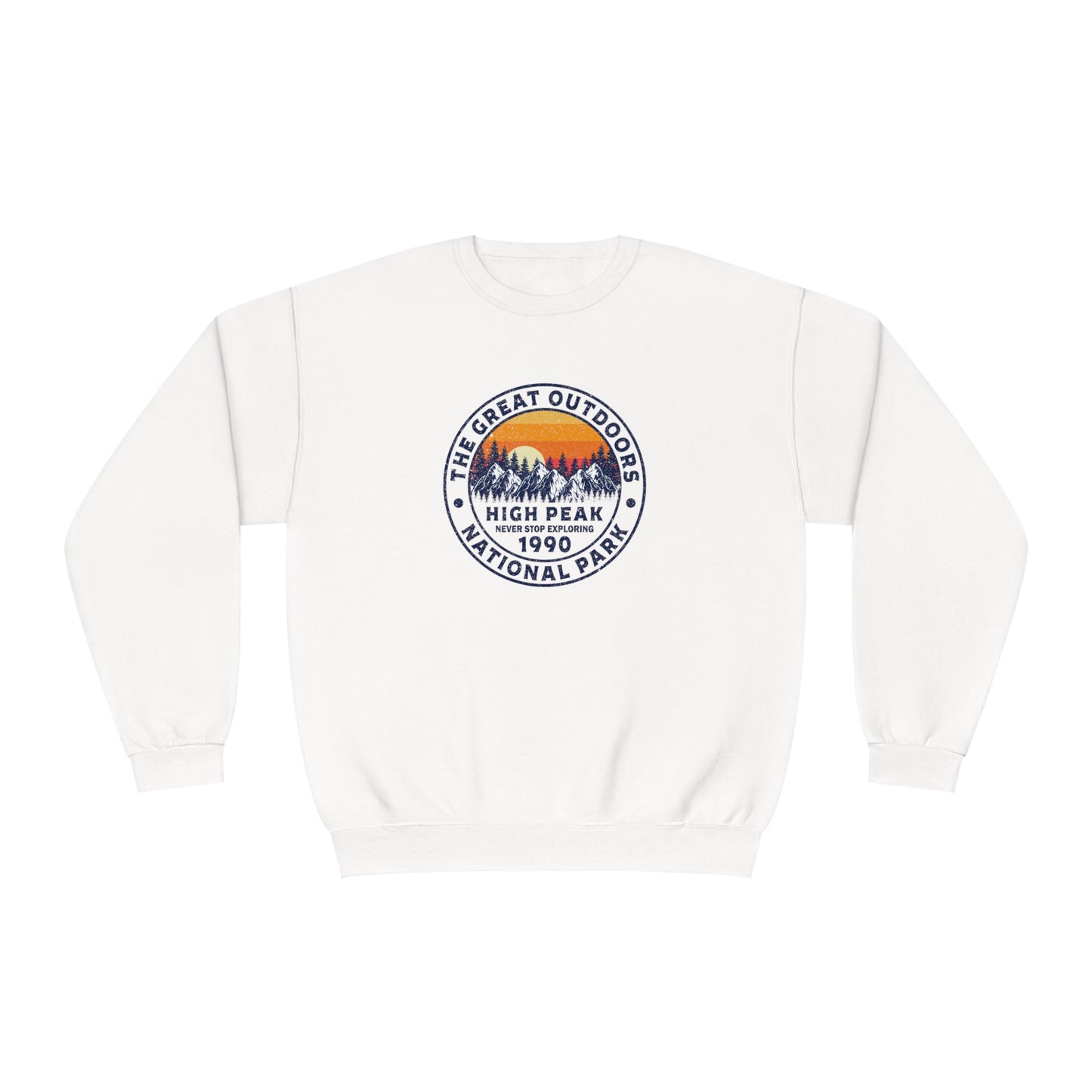 Never Stop Exploring. High Peak National Park. Unisex NuBlend® Crewneck Sweatshirt