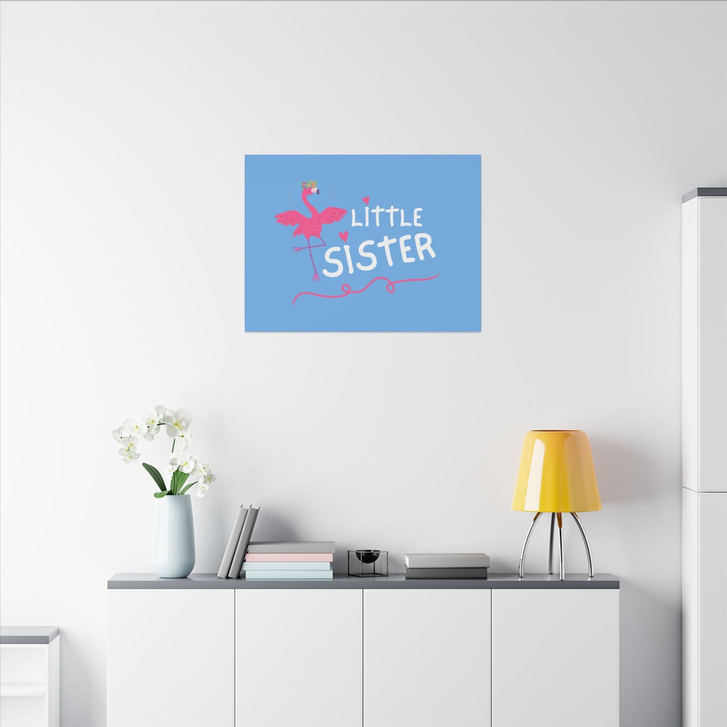 Adorable Little Sister Flamingo. Always On-Time. Canvas Gallery Wraps