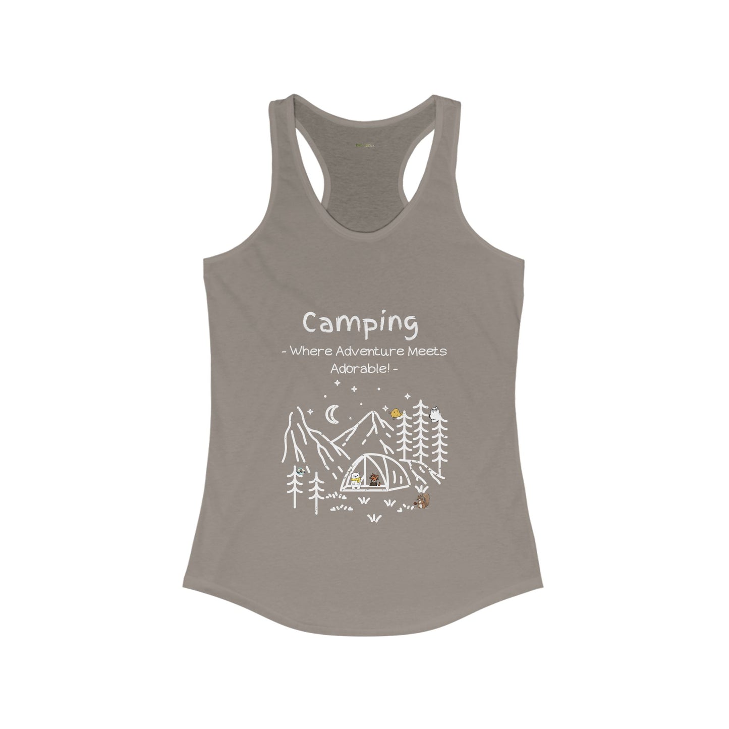 Camping. Where Adventure Meets Adorable. Women's Ideal Racerback Tank