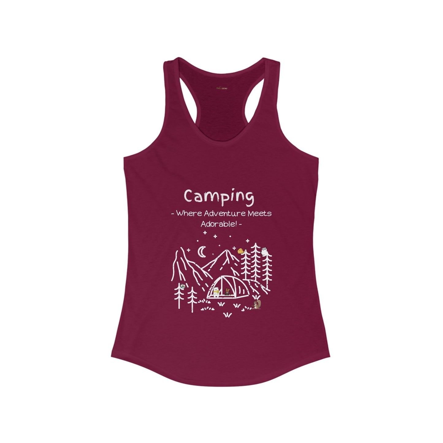 Camping. Where Adventure Meets Adorable. Women's Ideal Racerback Tank