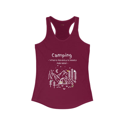 Camping. Where Adventure Meets Adorable. Women's Ideal Racerback Tank