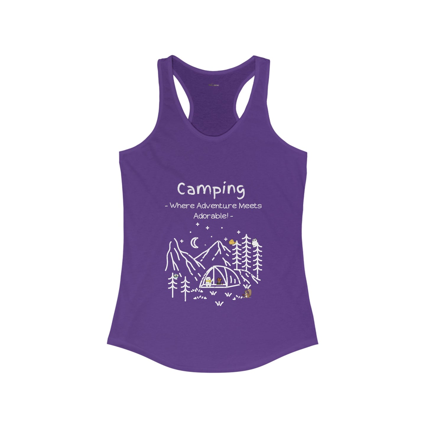 Camping. Where Adventure Meets Adorable. Women's Ideal Racerback Tank