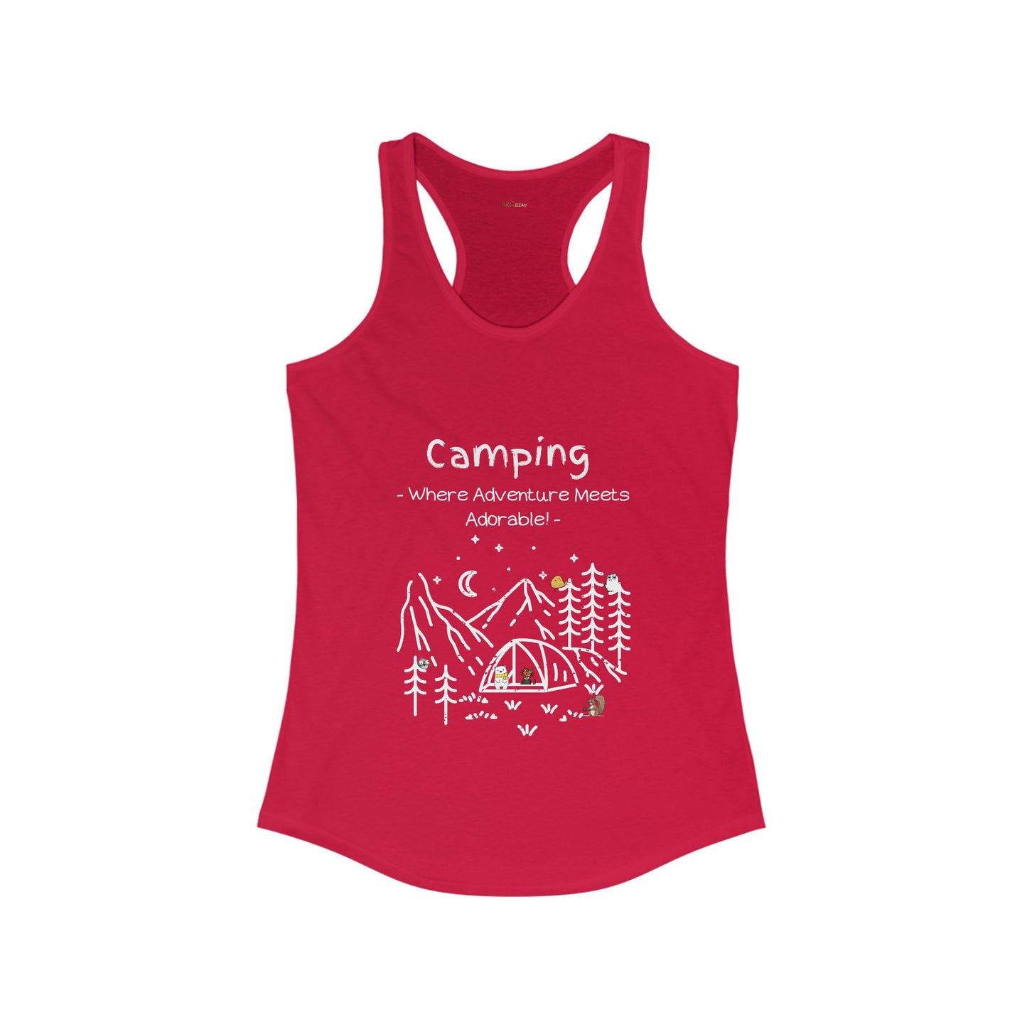 Camping. Where Adventure Meets Adorable. Women's Ideal Racerback Tank