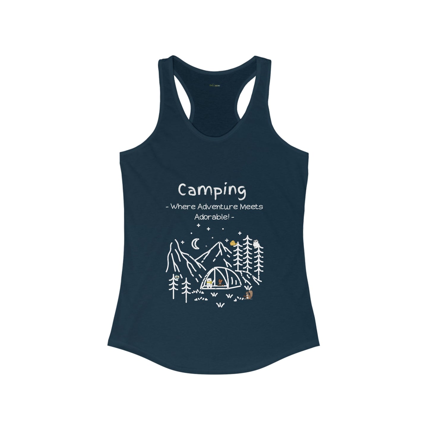 Camping. Where Adventure Meets Adorable. Women's Ideal Racerback Tank