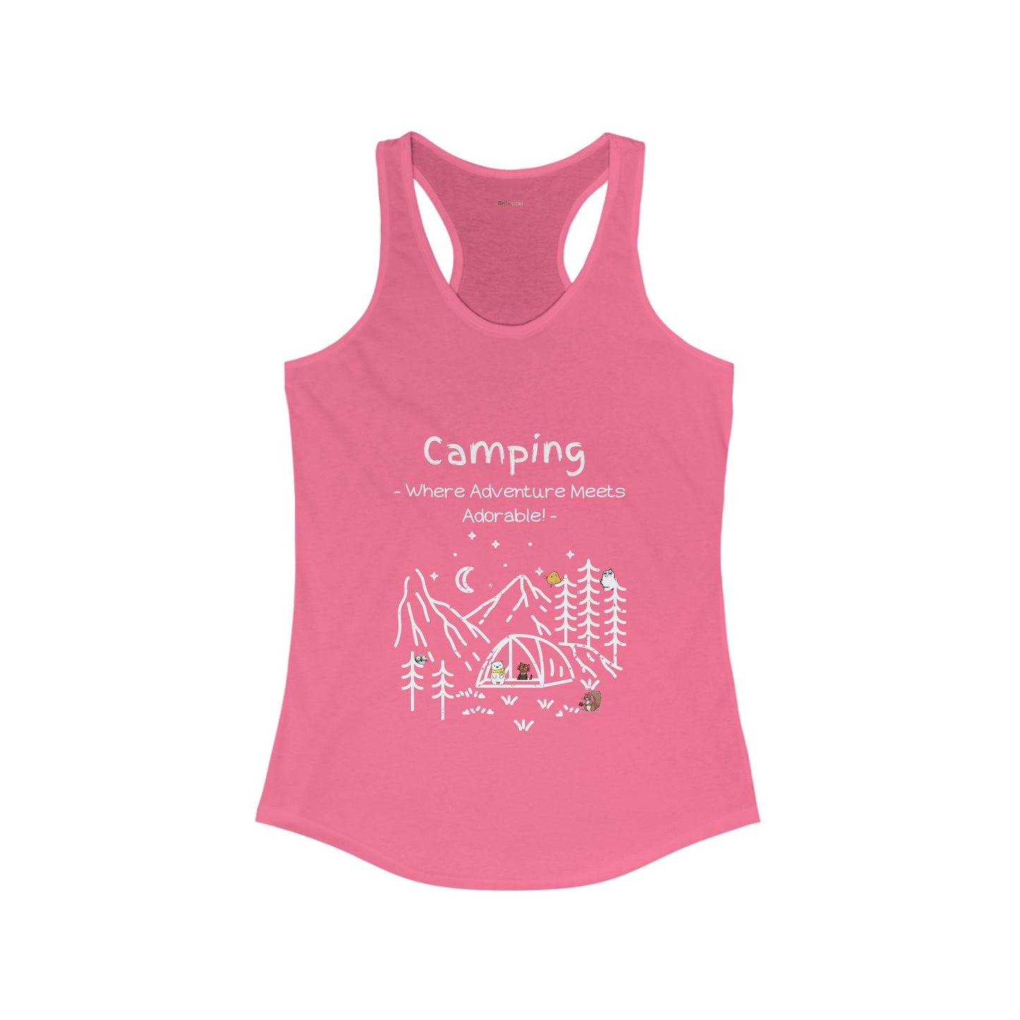 Camping. Where Adventure Meets Adorable. Women's Ideal Racerback Tank