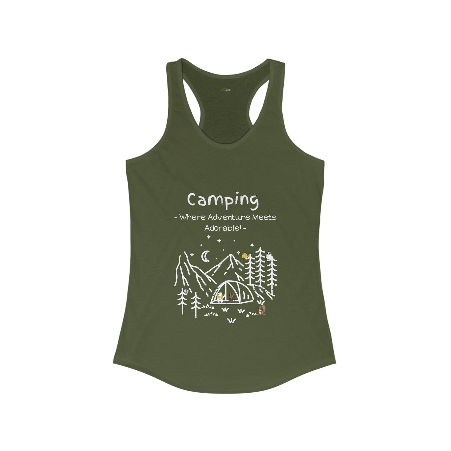 Camping. Where Adventure Meets Adorable. Women's Ideal Racerback Tank