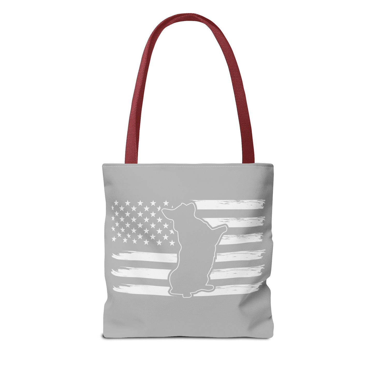 Charlie The American Flag Dog. Gray Tote Bag