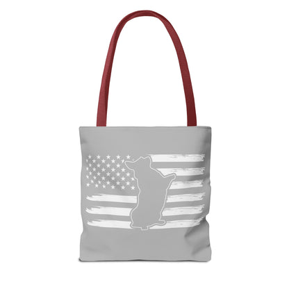 Charlie The American Flag Dog. Gray Tote Bag