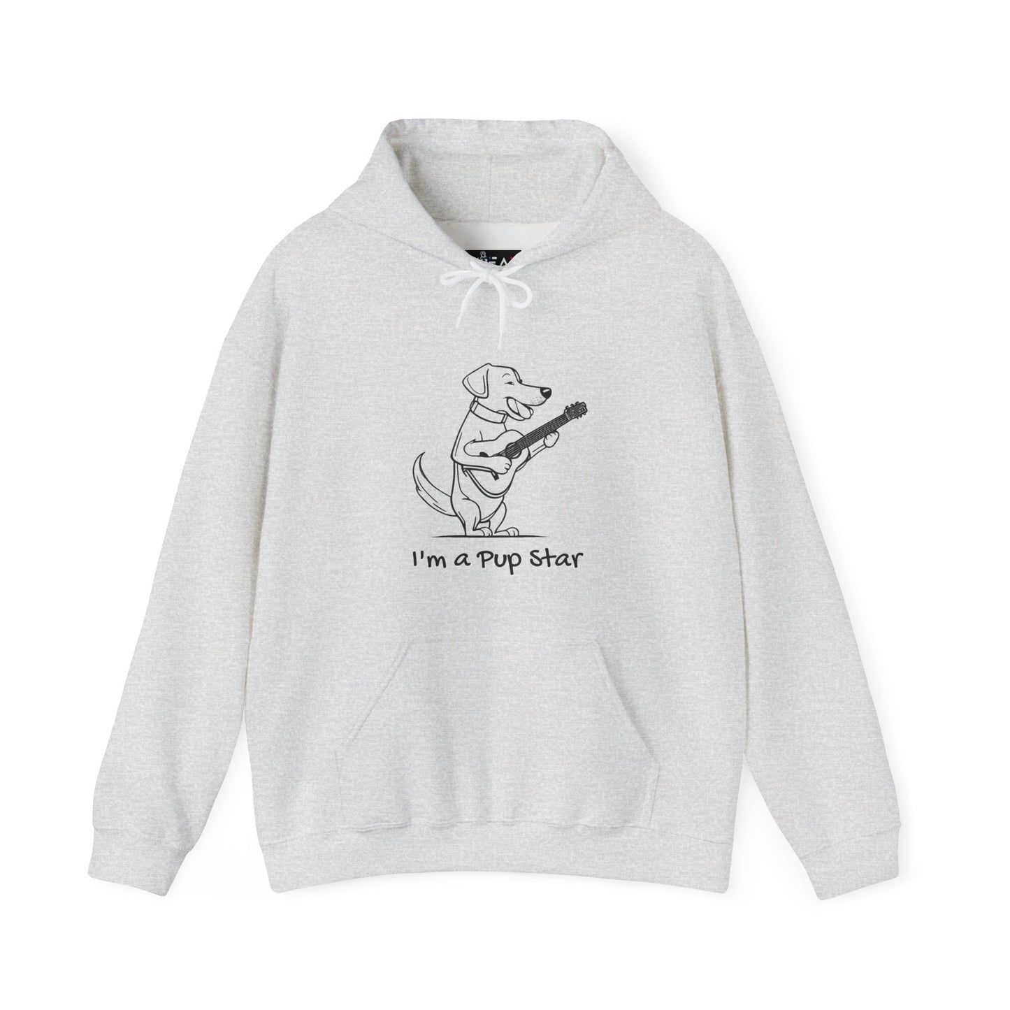 Dog With a Guitar. I'm a Pup Star. Unisex Hooded Sweatshirt.
