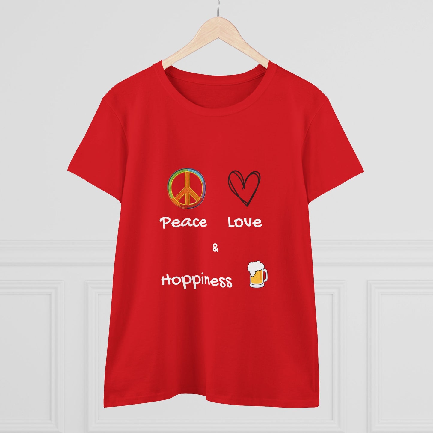 Peace, Love and Hoppiness. Women's Midweight Cotton Tee