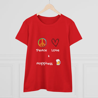 Peace, Love and Hoppiness. Women's Midweight Cotton Tee
