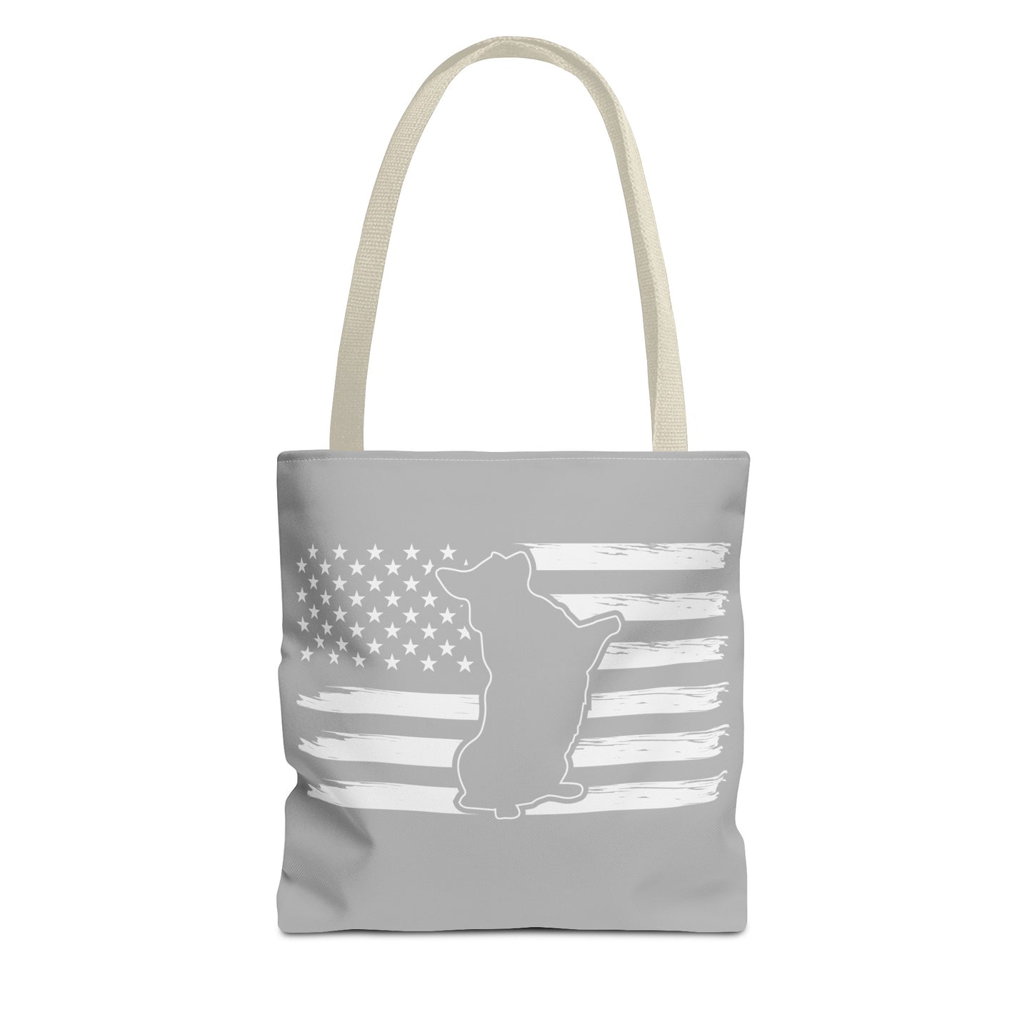 Charlie The American Flag Dog. Gray Tote Bag