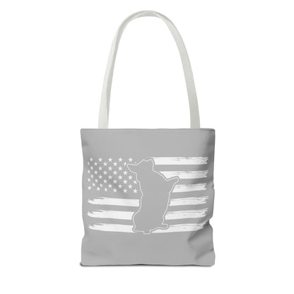 Charlie The American Flag Dog. Gray Tote Bag