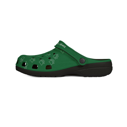 Green Dog Paw Print Rubber Clogs For Men