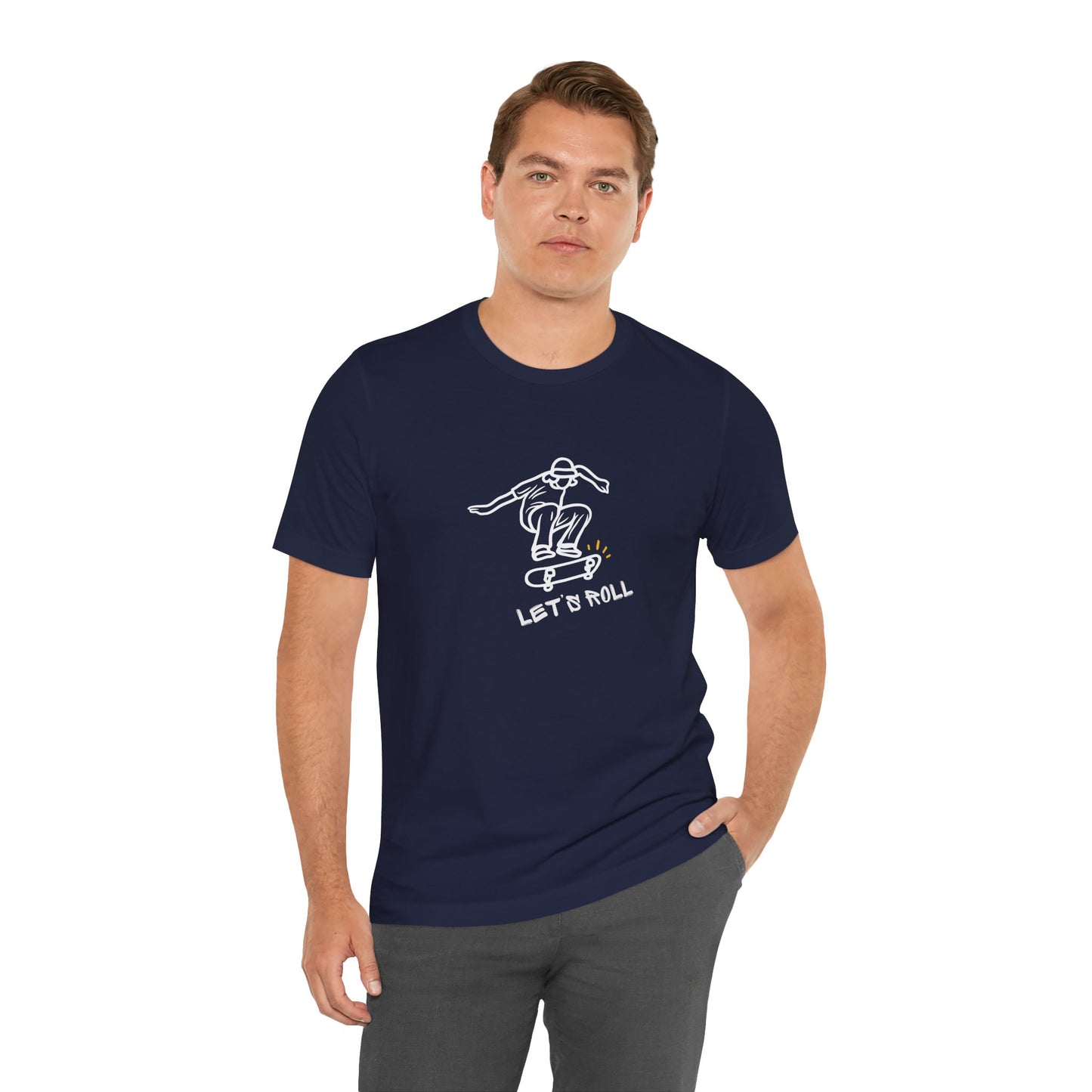 Let's Roll Skateboarder. Unisex Jersey Short Sleeve Tee