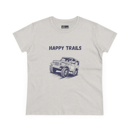 Exploring Happy Trails In a Jeep. Women's Midweight Cotton Tee