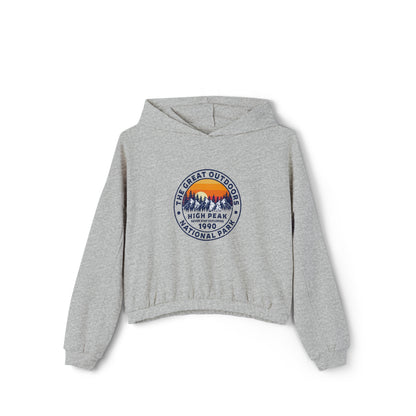 Never Stop Exploring. High Peak National Park. Women's Cinched Bottom Hoodie