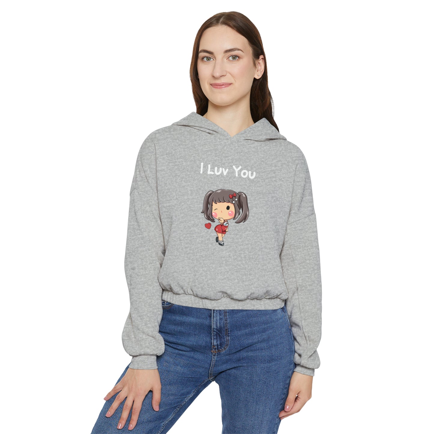 I Luv You. Women's Cinched Bottom Hoodie