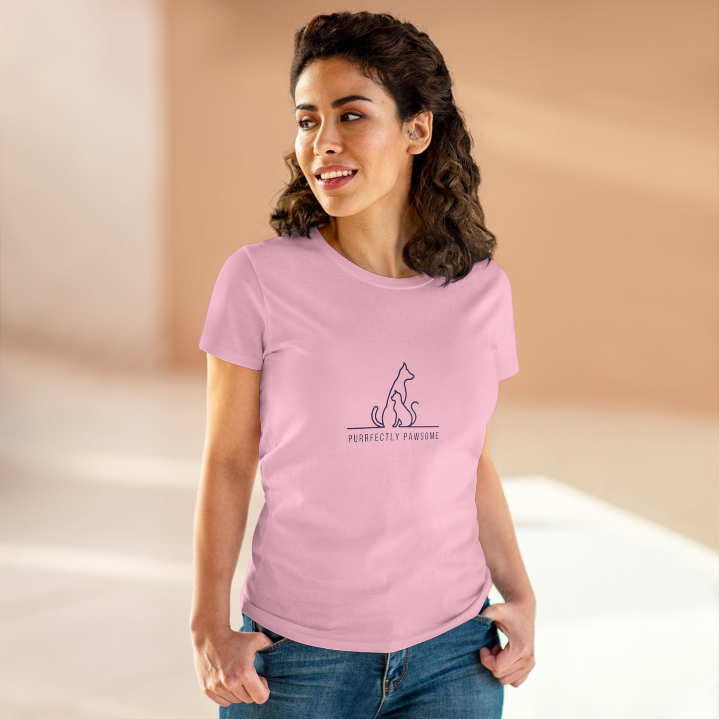 Women's Cat Lover Tee, Purrrfectly Pawsome T-Shirt, Animal Lover Gift, Funny Pet Shirt, Casual Cotton Top for Cat Owners