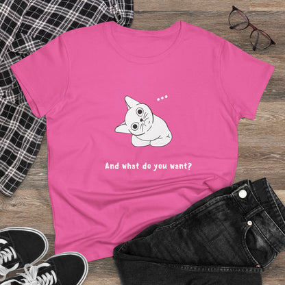 Vexing Cat Wondering What You Want. Women's Midweight Cotton Tee