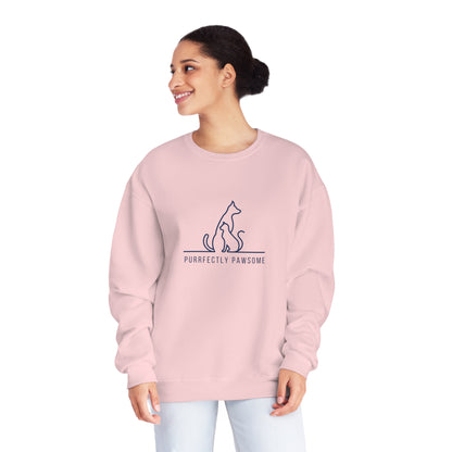 Purrfectly Pawsome Dog an Cat Silhouette. Unisex NuBlend® Crewneck Sweatshirt