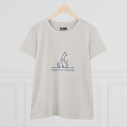 Women's Cat Lover Tee, Purrrfectly Pawsome T-Shirt, Animal Lover Gift, Funny Pet Shirt, Casual Cotton Top for Cat Owners