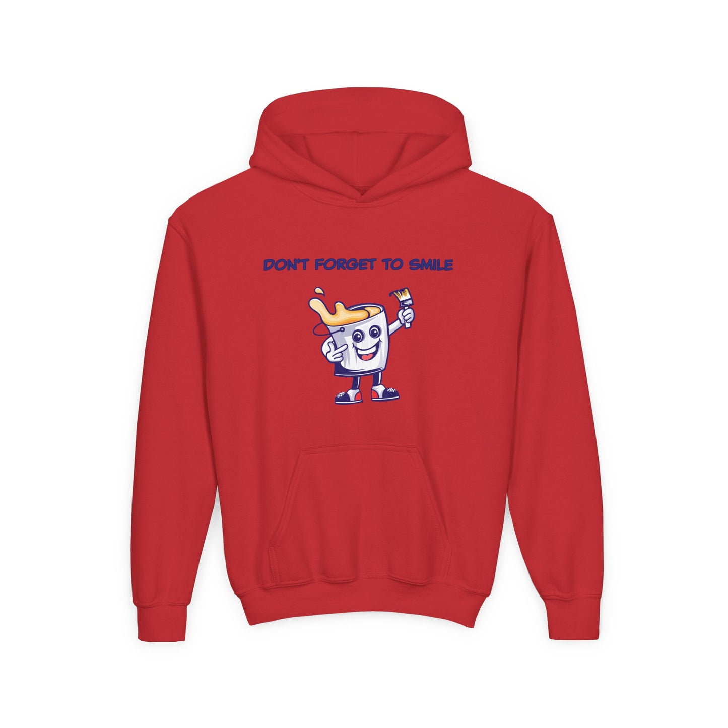 Don't Forget To Smile- Retro Smiling Paint Can Design. Kids Hooded Sweatshirt