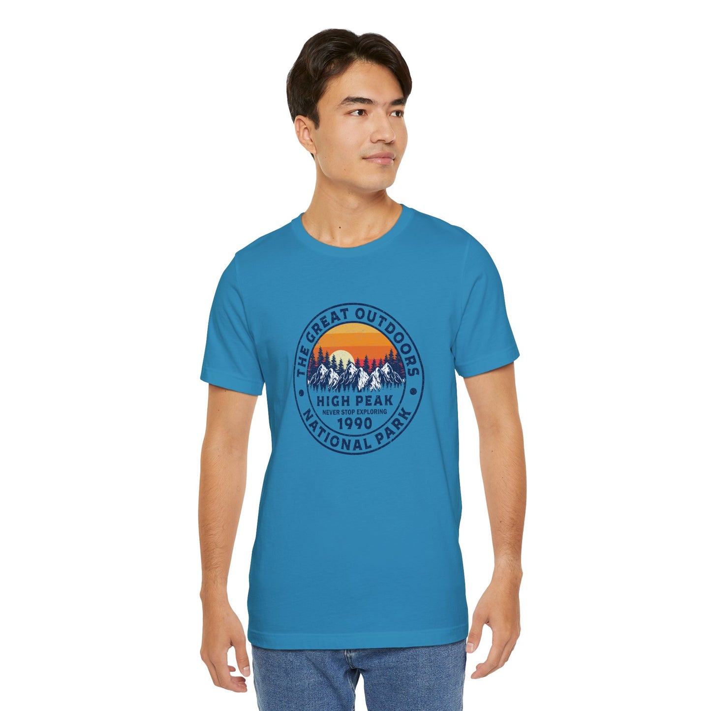 Never Stop Exploring. High Peak National Park. Unisex Jersey Short Sleeve Tee