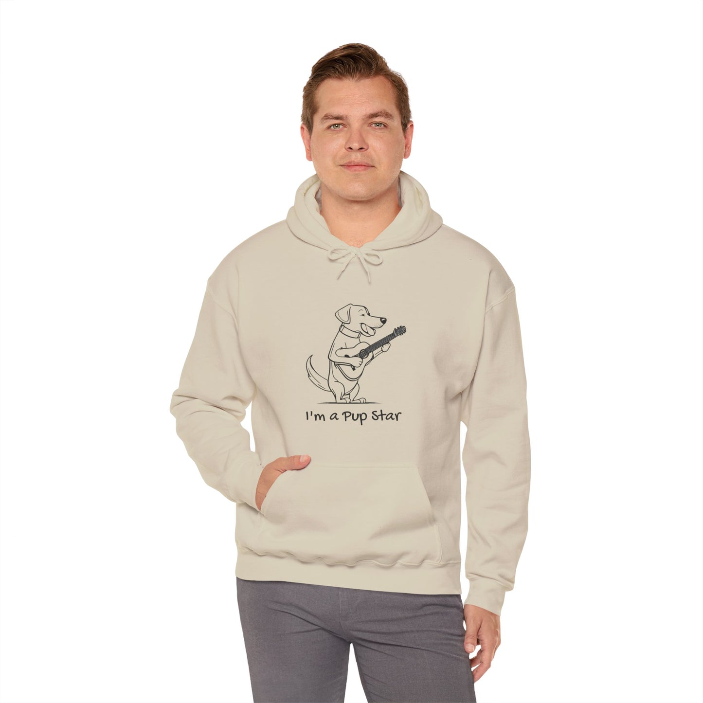 Dog With a Guitar. I'm a Pup Star. Unisex Hooded Sweatshirt.