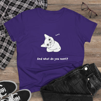 Vexing Cat Wondering What You Want. Women's Midweight Cotton Tee
