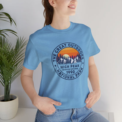 Never Stop Exploring. High Peak National Park. Unisex Jersey Short Sleeve Tee