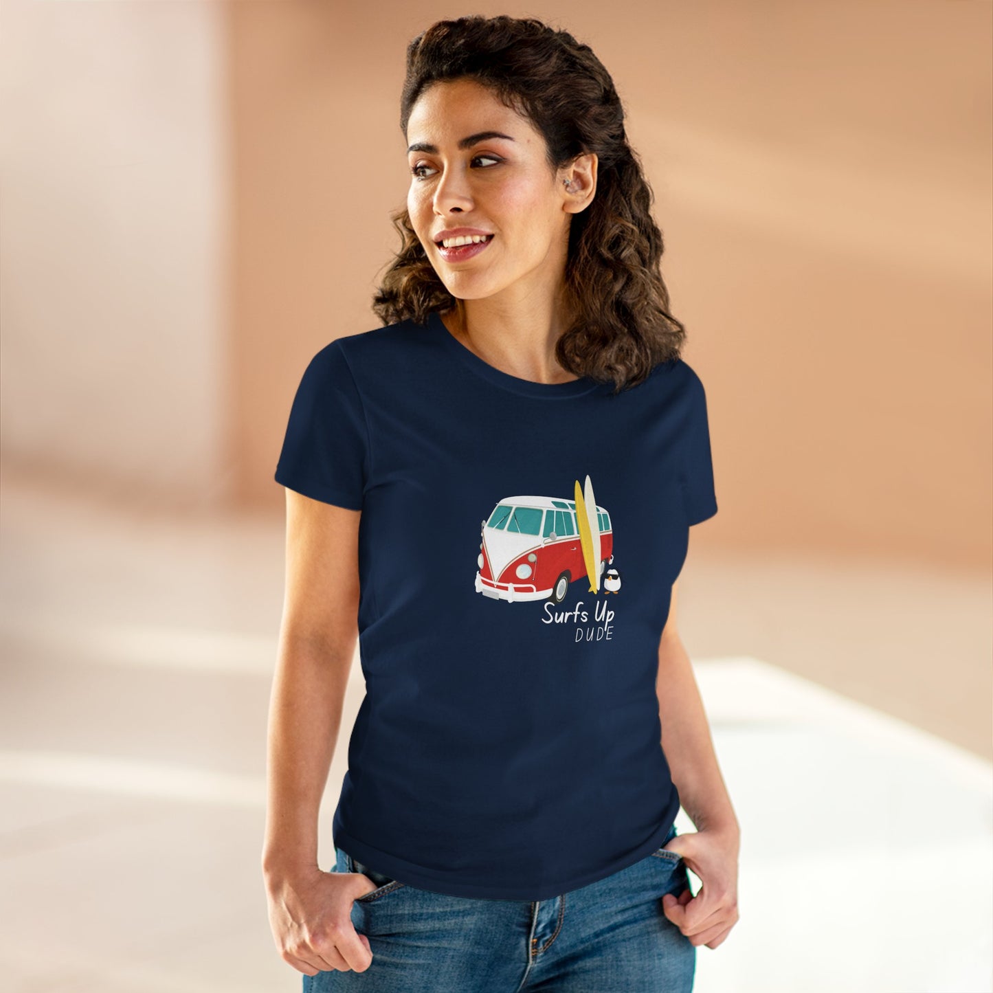 Surfs Up Dude. Women's Midweight Cotton Tee