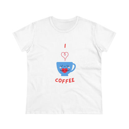 I Love Coffee Heart Cup. Women's Midweight Cotton Tee