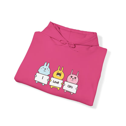 I Love Cats. Unisex Hooded Sweatshirt.