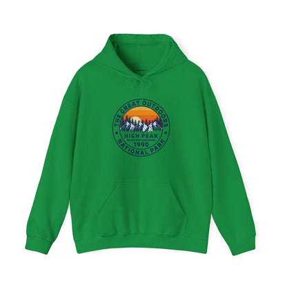 Never Stop Exploring. High Peak National Park. Unisex Hooded Sweatshirt.