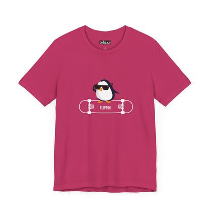 Adélie The Flippin Penguin. Unisex Jersey Short Sleeve Tee