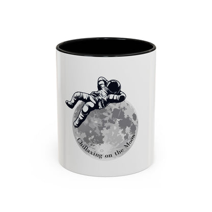 Chillaxing on The Moon. Accent Coffee Mug, 11oz