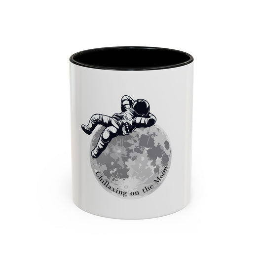 Chillaxing on The Moon. Accent Coffee Mug, 11oz