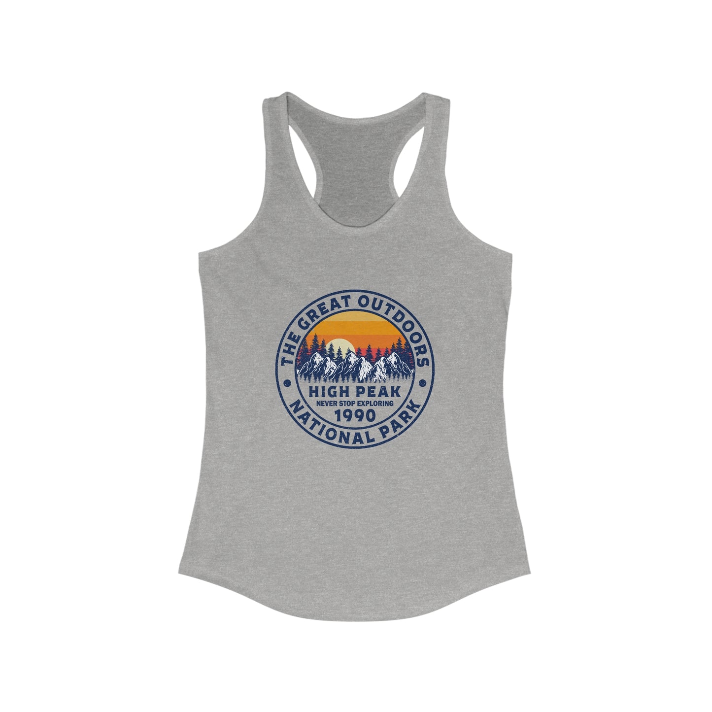 Never Stop Exploring. High Peak National Park. Women's Ideal Racerback Tank