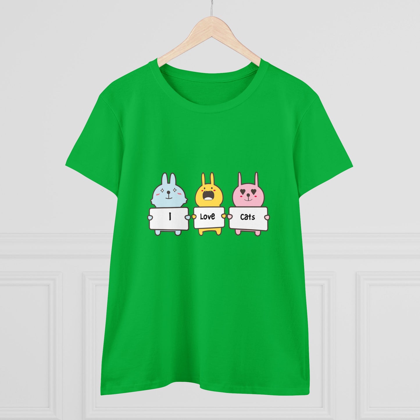 I Love Cats. Women's Midweight Cotton Tee