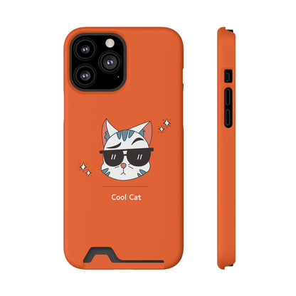 Cool Cat. Phone Case With Card Holder
