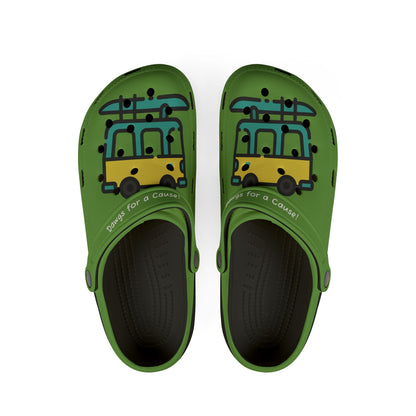 Summer Vibing Van Lite Green Rubber Clogs For Men