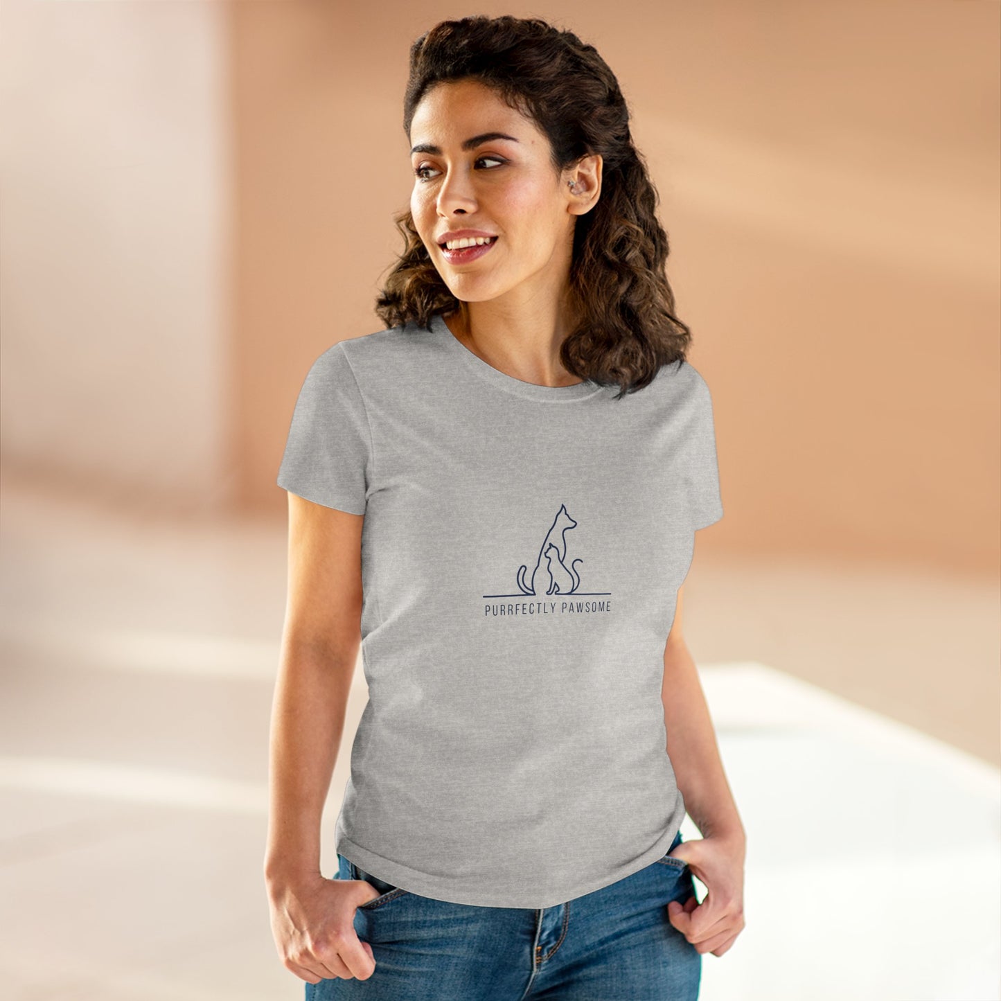 Women's Cat Lover Tee, Purrrfectly Pawsome T-Shirt, Animal Lover Gift, Funny Pet Shirt, Casual Cotton Top for Cat Owners