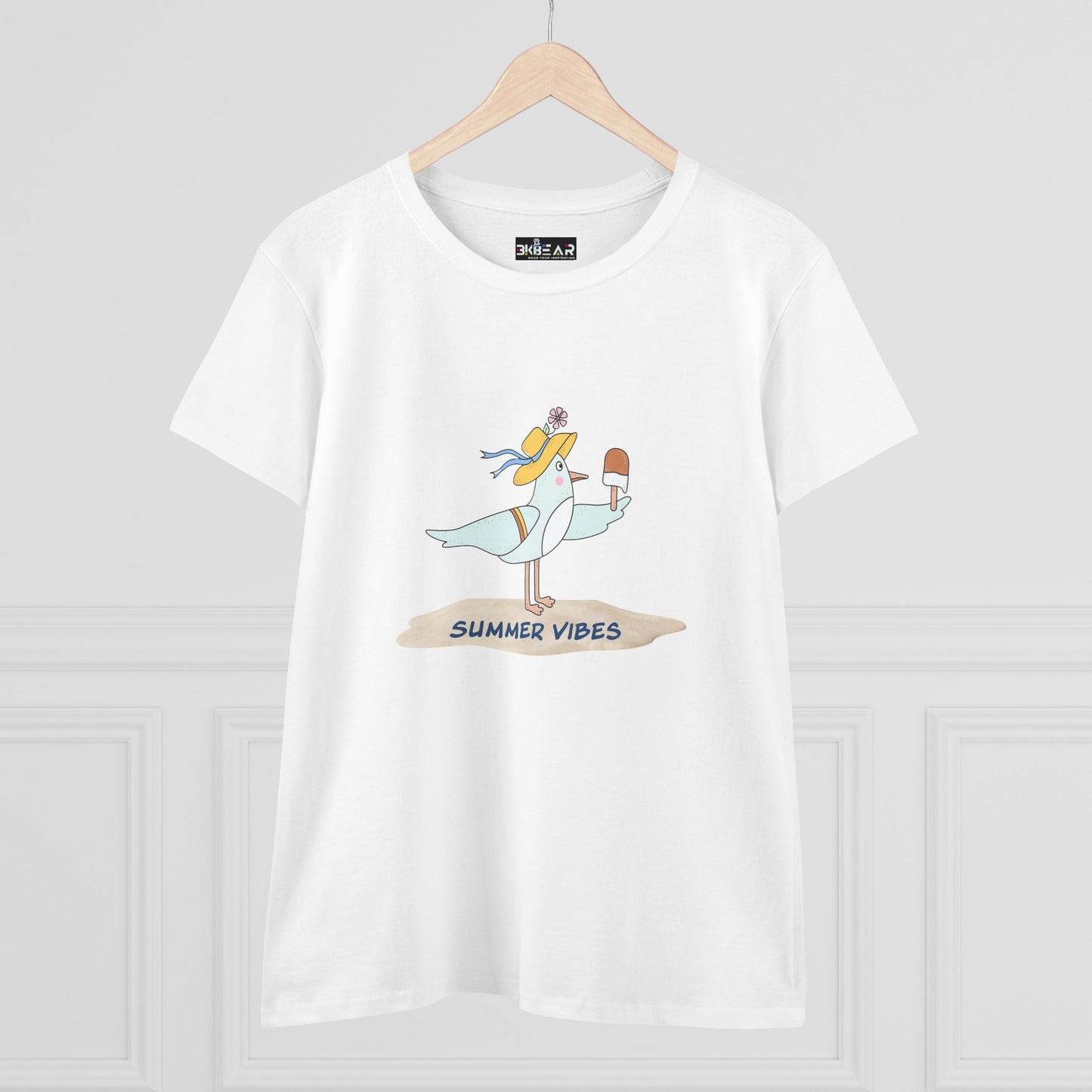 Regal Seagull Summer Vibes. Women's Midweight Cotton Tee