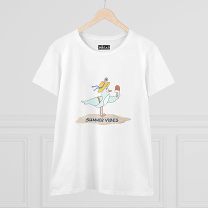Regal Seagull Summer Vibes. Women's Midweight Cotton Tee