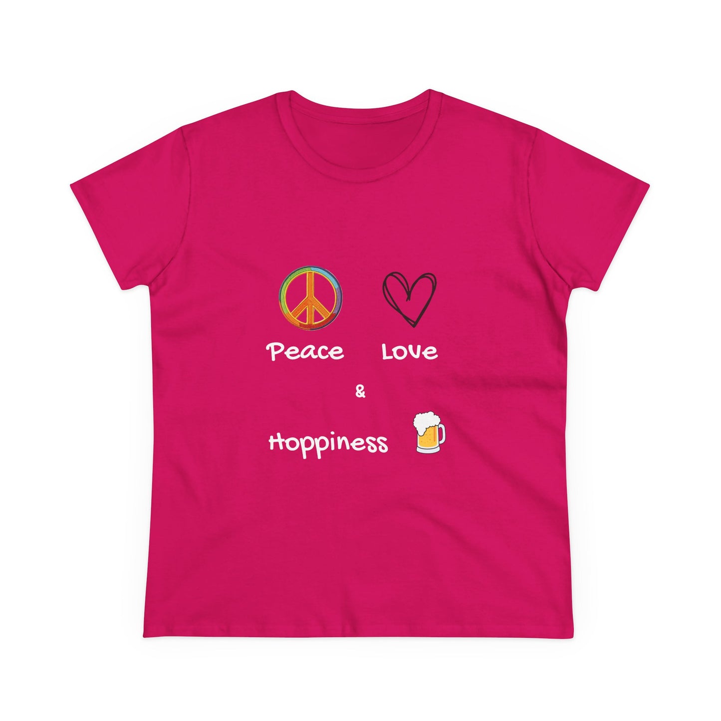 Peace, Love and Hoppiness. Women's Midweight Cotton Tee